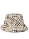 Burberry Check Beige Bucket Hat In Beige