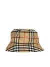 Burberry Check Cotton Bucket Hat In Beige