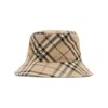 Burberry Checkered Pattern Bucket Hat With Logo Embroidery In Beige