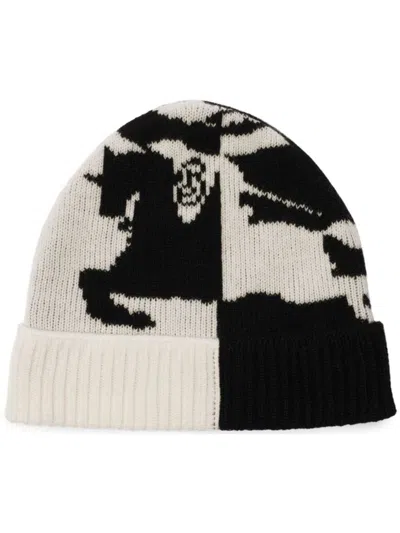 Burberry Ekd Cashmere Blend Beanie In Black