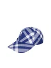 Burberry Check Print Wool Blend Cap In Blue