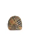 Burberry Check Ekd Cotton Blend Baseball Cap In Brown