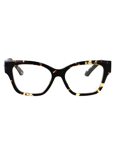 Burberry Havana Yellow Acetate Optical Glasses In Black