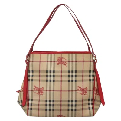 Pre-owned Burberry Haymarket Beige Canvas Shoulder Bag ()