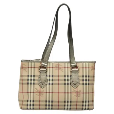 Pre-owned Burberry Haymarket Beige Canvas Shoulder Bag ()