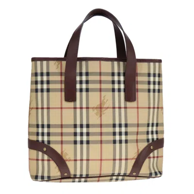 Pre-owned Burberry Haymarket Beige Canvas Tote Bag ()