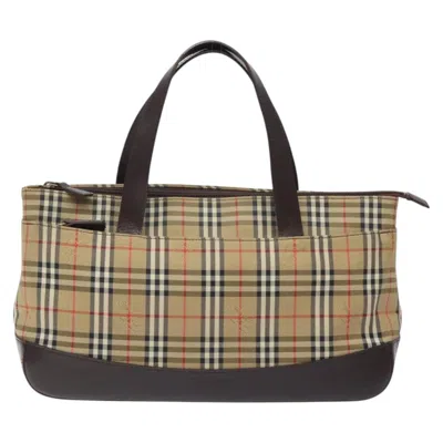 Pre-owned Burberry Haymarket Beige Canvas Tote Bag () In Sand