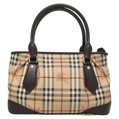 Pre-owned Burberry Haymarket Beige Canvas Tote Bag () In Sand