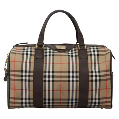 Pre-owned Burberry Haymarket Beige Canvas Travel Bag ()