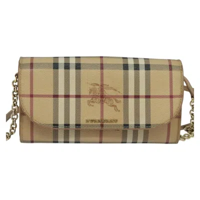Pre-owned Burberry Haymarket Beige Canvas Wallet  ()