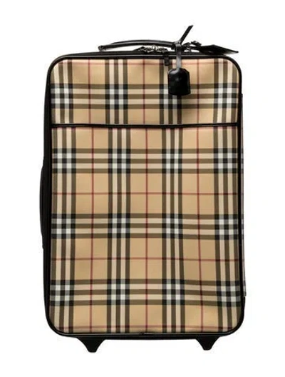 Pre-owned Burberry Haymarket Check 20in Roller Suitcase In Neutrals