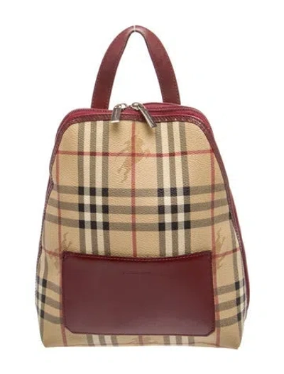 Pre-owned Burberry Haymarket Check Backpack In Neutral