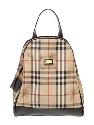 Pre-owned Burberry Haymarket Check Backpack In Neutral