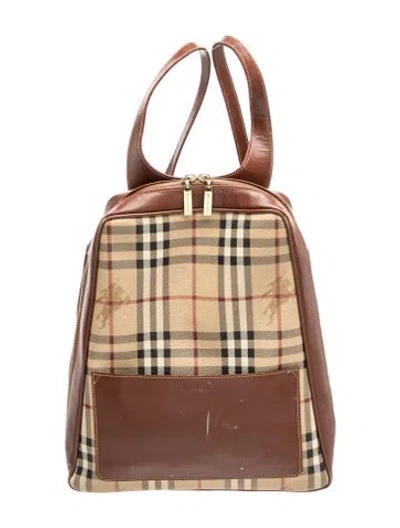 Pre-owned Burberry Haymarket Check Backpack In Neutral