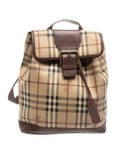 Pre-owned Burberry Haymarket Check Backpack In Neutral