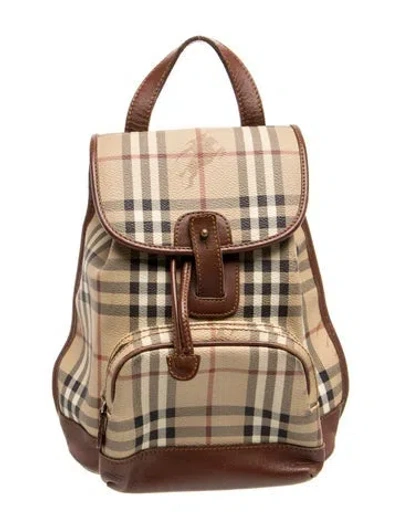 Pre-owned Burberry Haymarket Check Backpack In Neutral