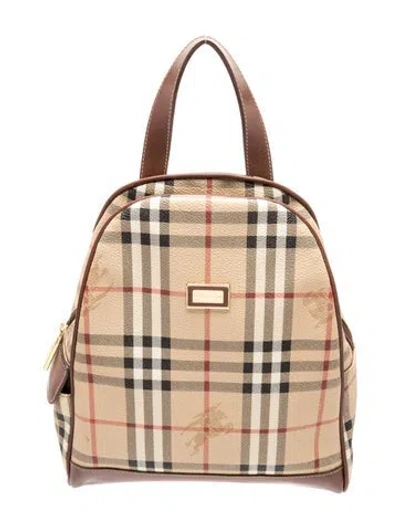 Pre-owned Burberry Haymarket Check Backpack In Neutrals