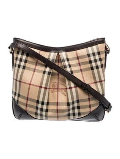 Pre-owned Burberry Haymarket Check Crossbody Bag In Brown