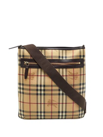 Pre-owned Burberry Haymarket Check Crossbody Bag In Neutrals