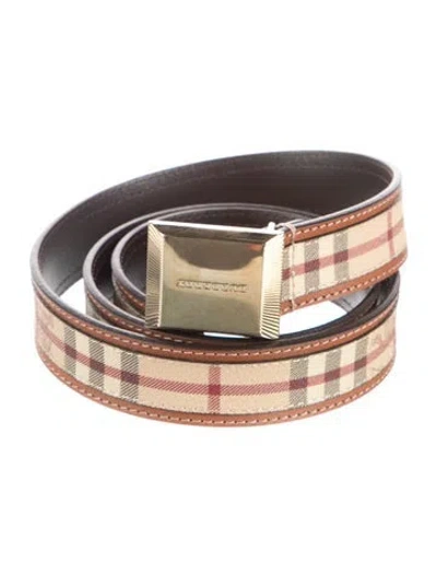 Pre-owned Burberry Haymarket Check Pattern Belt W/ Tags In Brown