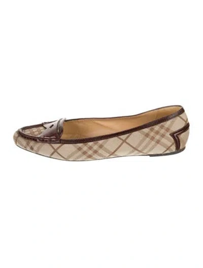 Pre-owned Burberry Haymarket Check Pattern Canvas Ballet Flats In Neutral