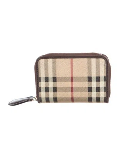 Pre-owned Burberry Haymarket Check Pattern Plaid Print Wallet In Neutral