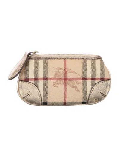 Pre-owned Burberry Haymarket Check Pattern Plaid Print Wallet In Neutral