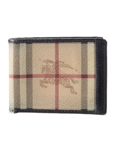 Pre-owned Burberry Haymarket Check Pattern Printed Bifold Wallet In Brown