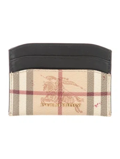Pre-owned Burberry Haymarket Check Pattern Printed Card Holder In Neutral