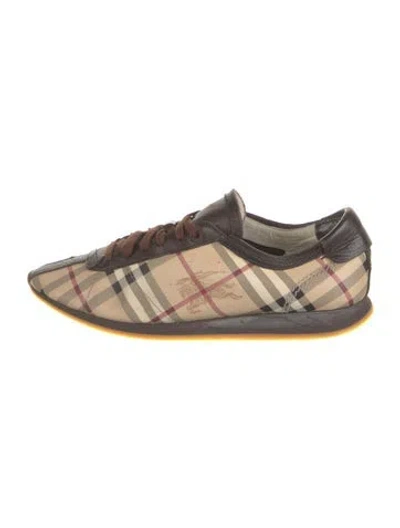 Pre-owned Burberry Haymarket Check Pattern Printed Sneakers In Neutral