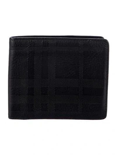Pre-owned Burberry Haymarket Check Pattern Wallet In Black