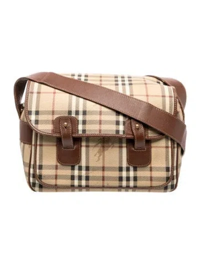 Pre-owned Burberry Haymarket Check Shoulder Bag In Brown