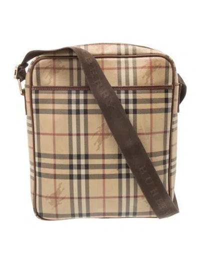 Pre-owned Burberry Haymarket Check Shoulder Bag In Neutral