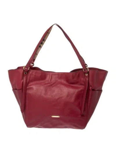 Pre-owned Burberry Haymarket Check Shoulder Bag In Red