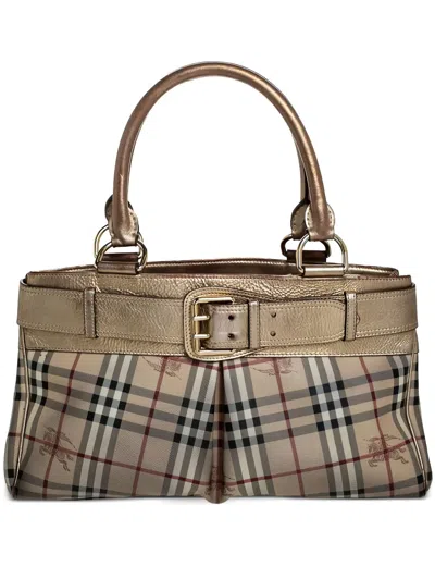 Pre-owned Burberry Haymarket Check Tote Bag