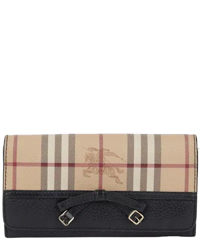 Burberry Haymarket Long Wallet (authentic Pre-loved) In Brown