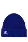 Burberry Electric Blue Cashmere Beanie Hat In Blue