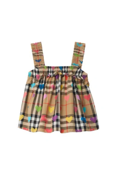 Burberry Kids'  Heart Check Cotton Top In Multi