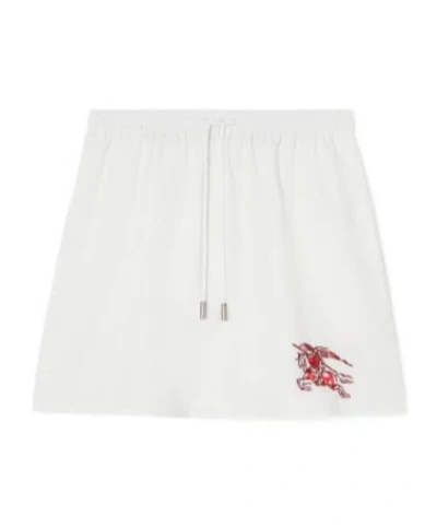 Burberry Heart Knight Cotton Mini Skirt In White