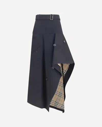 Burberry Heather Asymmetric Skirt In Black