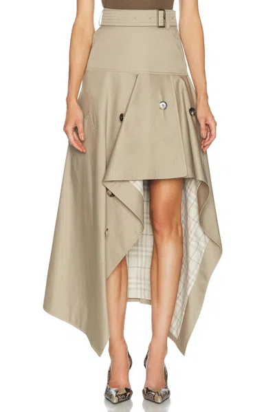 Burberry Heather Asymmetric Cotton Midi Skirt In Brown
