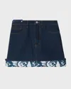 Burberry Heavyweight Denim Ekd Patch Mini Skirt In Indigo Blue