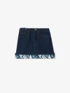 Burberry Heavyweight Denim Ekd Patch Mini Skirt In Indigo Blue