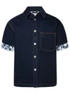 Burberry Heavyweight Denim Short-sleeve Button-front Shirt In Indigo Blue