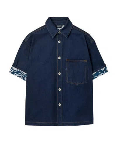 BURBERRY BURBERRY HEAVYWEIGHT LOGO-PATCH BUTTONED DENIM SHIRT