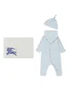 Burberry Check-trim Babygrow (set Of Three) In Blue