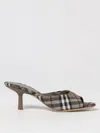 Burberry Khaki Check Linen Blend Mews High Mules In Brown