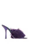 Burberry Minnie Shearling Stiletto Mule Sandals In Ribbon/royalipchk
