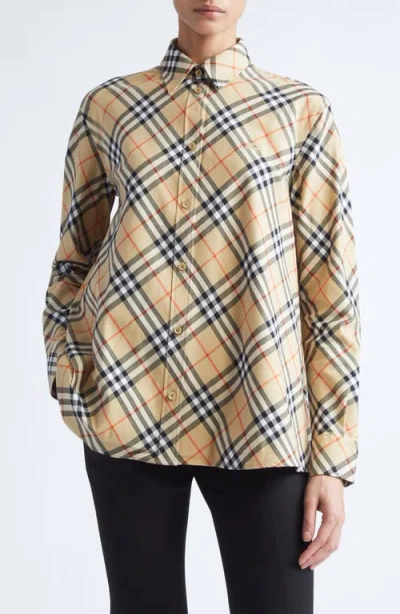 Burberry Heidi Check Cotton Button-up Shirt In Neutral