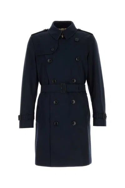 Burberry Heritage Kensington Trench Jacket In Cotton Gabardine In Blue
